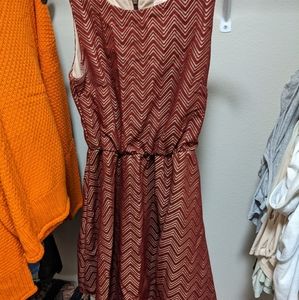 Burgundy and tan xs dress